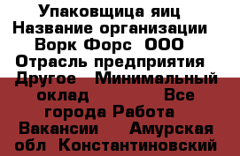 Упаковщица яиц › Название организации ­ Ворк Форс, ООО › Отрасль предприятия ­ Другое › Минимальный оклад ­ 24 000 - Все города Работа » Вакансии   . Амурская обл.,Константиновский р-н